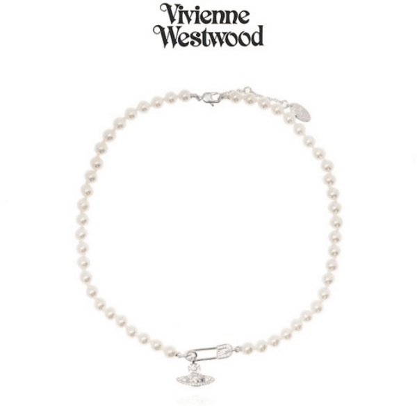 [착용샷] 비비안웨스트우드 루크리스 진주 목걸이 LUCRECE PEARL NECKLACE SILVER GOLD