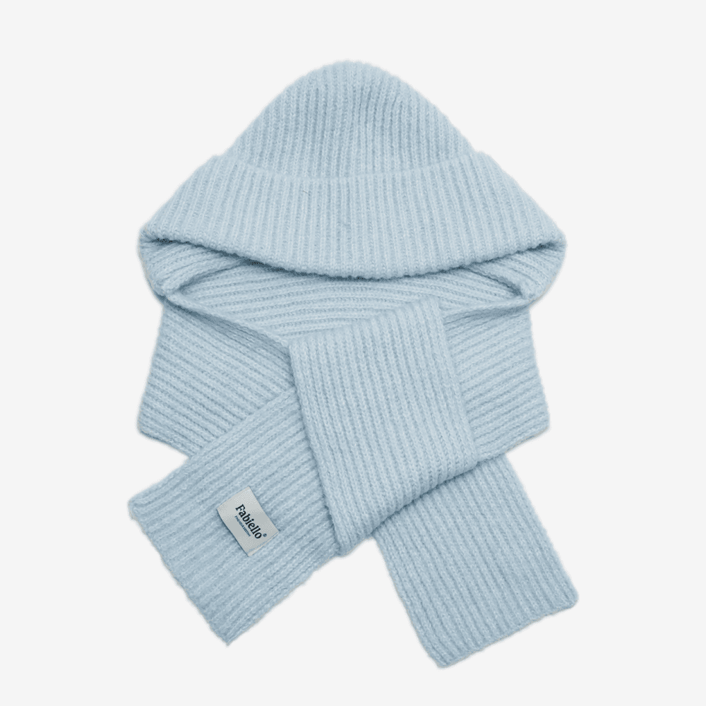 Fluffy hood muffler (candy blue)