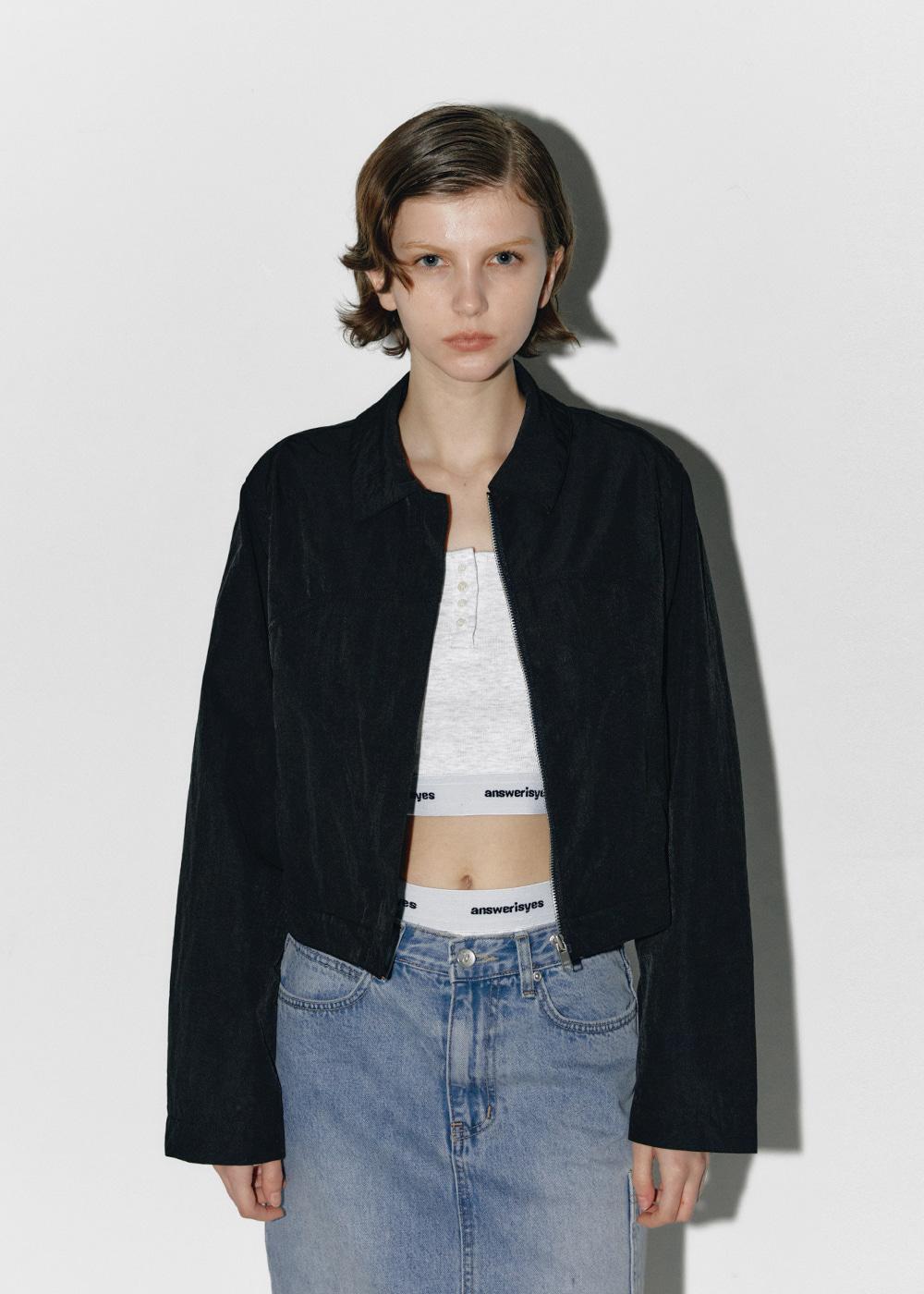 Hidden zipper light jacket Black