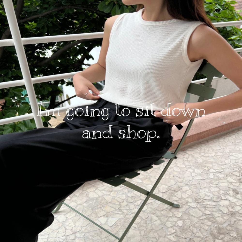 여름 여성 민소매 썸머 와플 나시