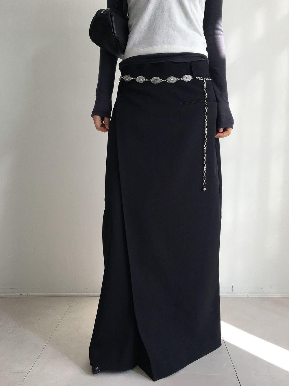 (재입고)맥시 랩 슬랙스 스커트 (2colors)