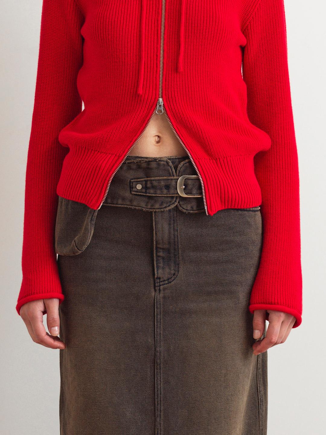 POCKET DENIM BELT - BROWN