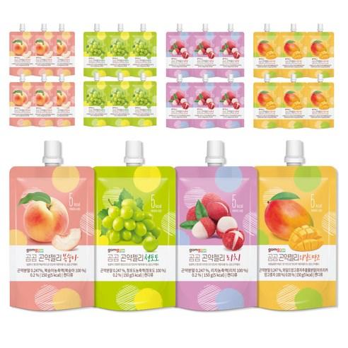 곰곰 곤약젤리 후르츠 패키지 28팩 복숭아 150g x 7p + 와일드 망고 150g x 7p + 청포도 150g x 7p + 리치 150g x 7p, 1세트 - 초콜릿/사탕/젤리/껌 | 쿠팡