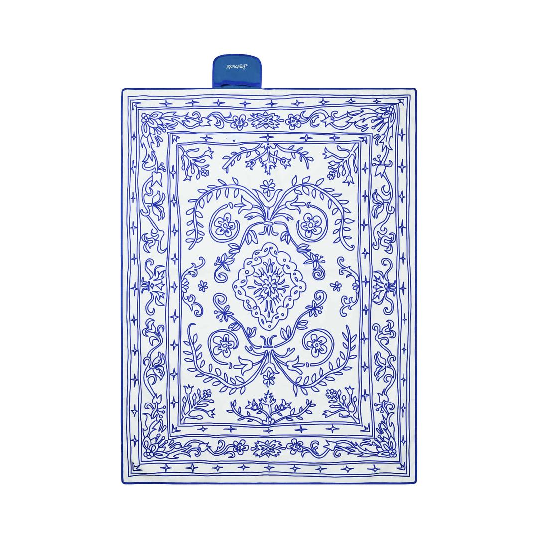 Doodle Persian Picnic Mat Blue