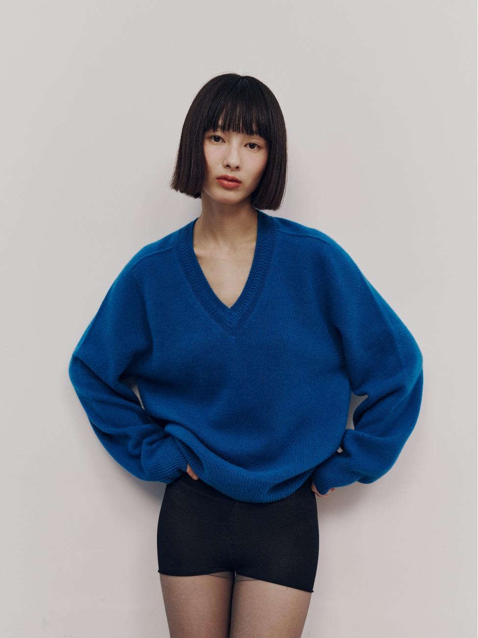 Signature V-neck Pullover (Blue)