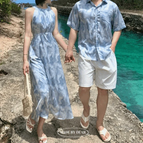 [💙디어MADE💙/오늘출발] 벨라 프리미엄 홀터넥 리본 스트랩 롱원피스 신혼 여행 여름 커플시밀러룩