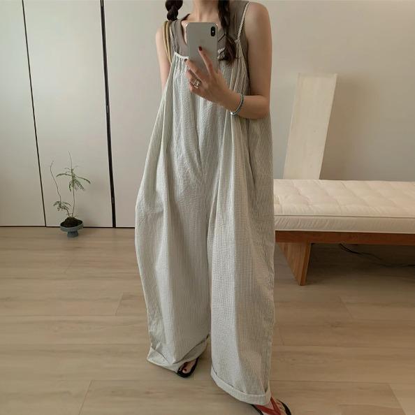 지지미 오버핏 와이드 점프수트