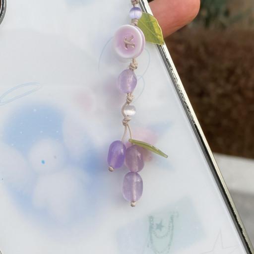 투명 사파이어 포도 키링 핸드폰줄