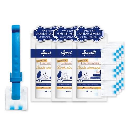 스페시핏 프리미엄 싱크대 배수구 클리너 + 전용핸들 스틱 주방 청소 친환경 일회용 청소포, 싱크대전용스틱+클린..., 1세트 - 청소솔/스틱 | 쿠팡