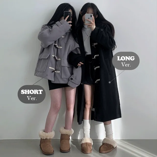 [숏,롱/기장선택] 모너 후드 떡볶이  롱&숏코트 (2color) [키작녀/숏패딩/겨울신상/겨울아우터/누빔안감/더블코트]