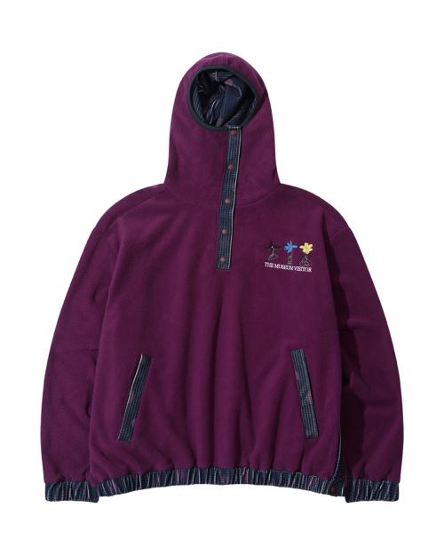UNBALANCED FLEECE ANORAK HOODIE (DEEP PURPLE)