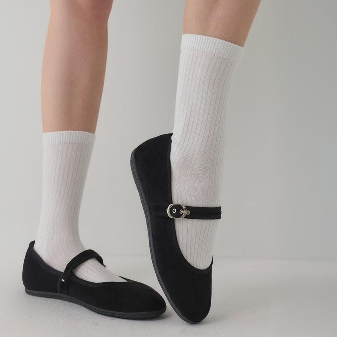 솔트앤초콜릿 (샤틴/기모안감) 라운드 토 메리제인 플랫 (1cm/4colors+3colors)