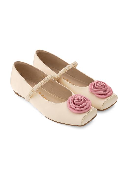 [단독]MARYJANE FLAT ROSE_IVORY PEACH