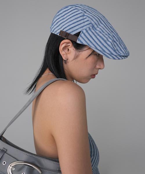 C DENIM STRIPE HUNTING CAP_LIGHT INDIGO