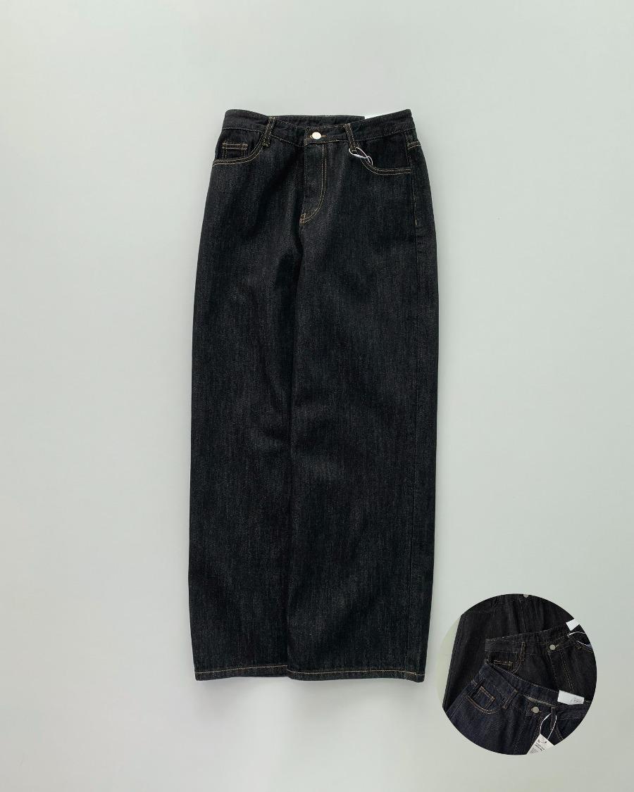 논-페이드 와이드 로우 데님