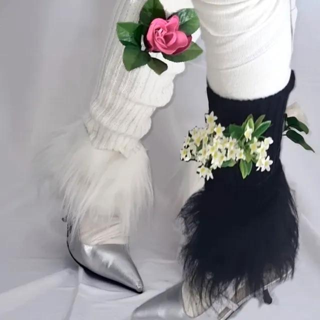 퍼 레그워머 힙한 발레코어 fur point leg warmer (black/white)