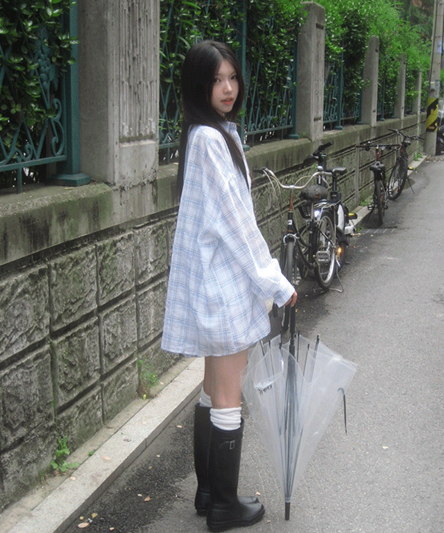 유색 [린넨소재🖤/오버핏] 로벨 린넨 체크 오버핏 셔츠