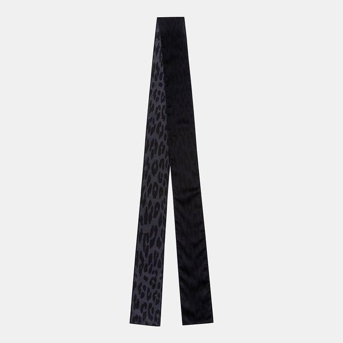 LEOPARD SILK LONG SCARF NAVY 스카프