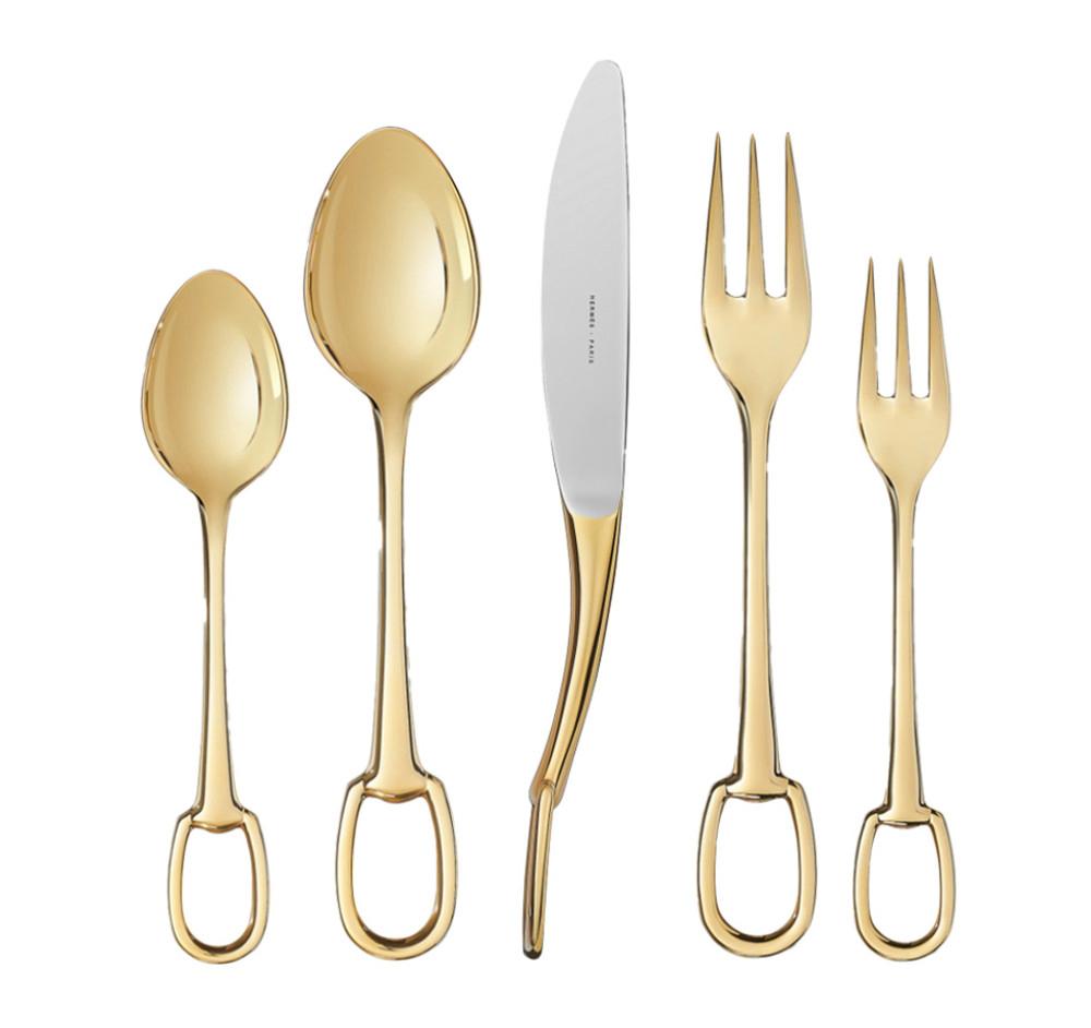 에르메스 아틀라지 골드 디너 커트러리  / HERMES Attelage Gold Dinner Cutlery