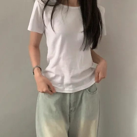 [사이즈추가/여유핏] 제라 유넥 넉넉한 루즈 스탠다드 반팔 티셔츠