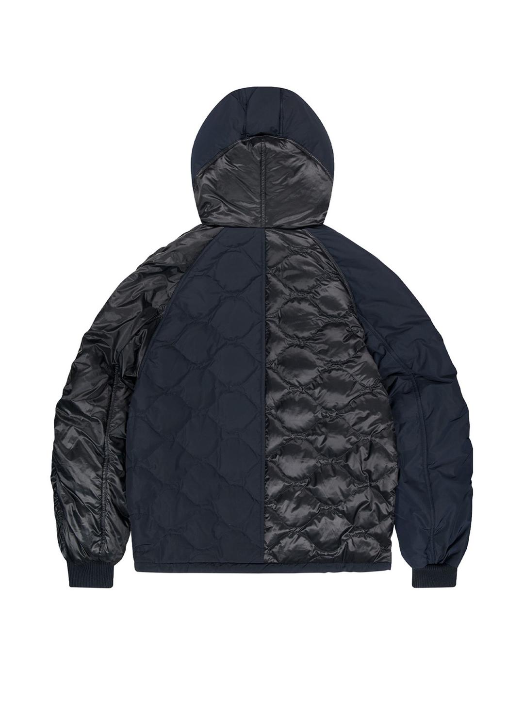 OG Color Block Shirring Down Jacket - D/Navy