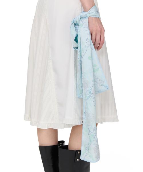 Silky Flower Scarf, BLUE