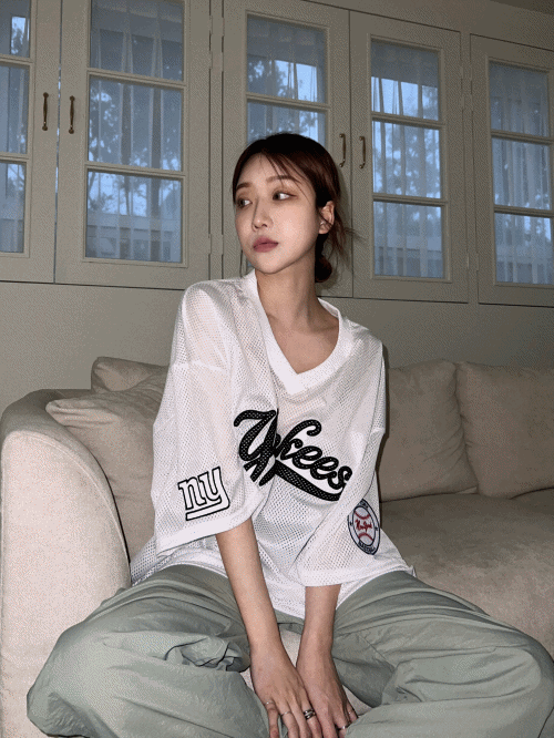 이목 당일출고[남녀공용] 쿨 메쉬 양키즈 반팔 티셔츠 (2color)