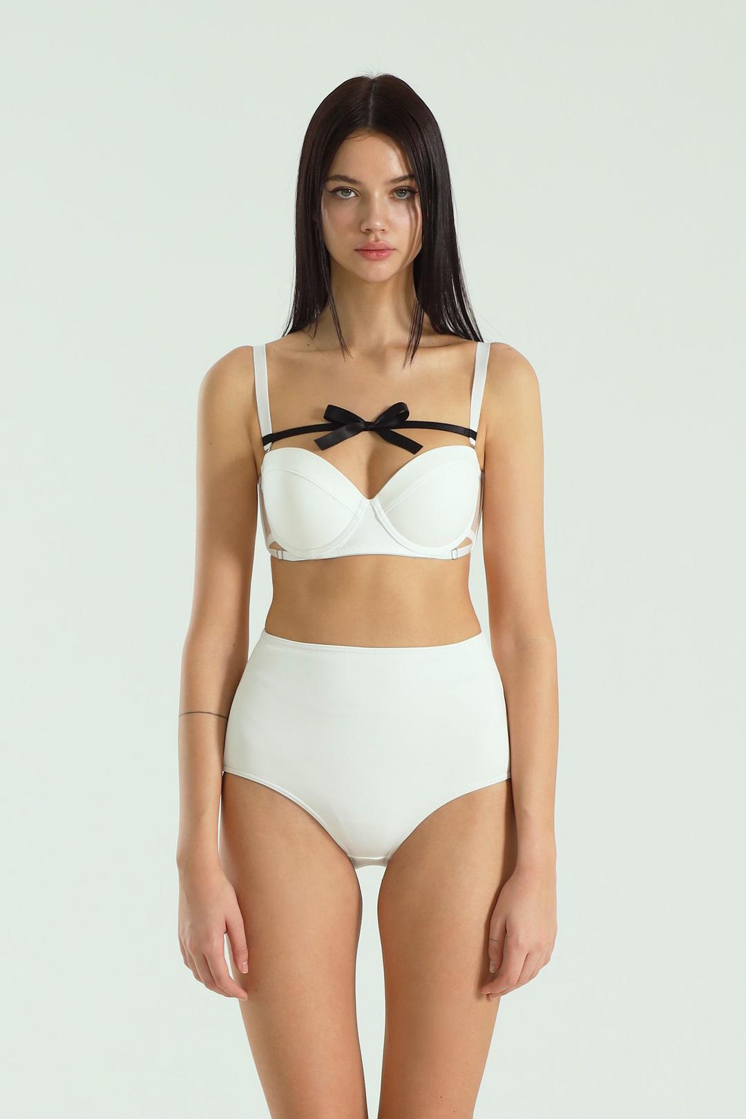 프론트 리본 반컵 비키니브라 (White)