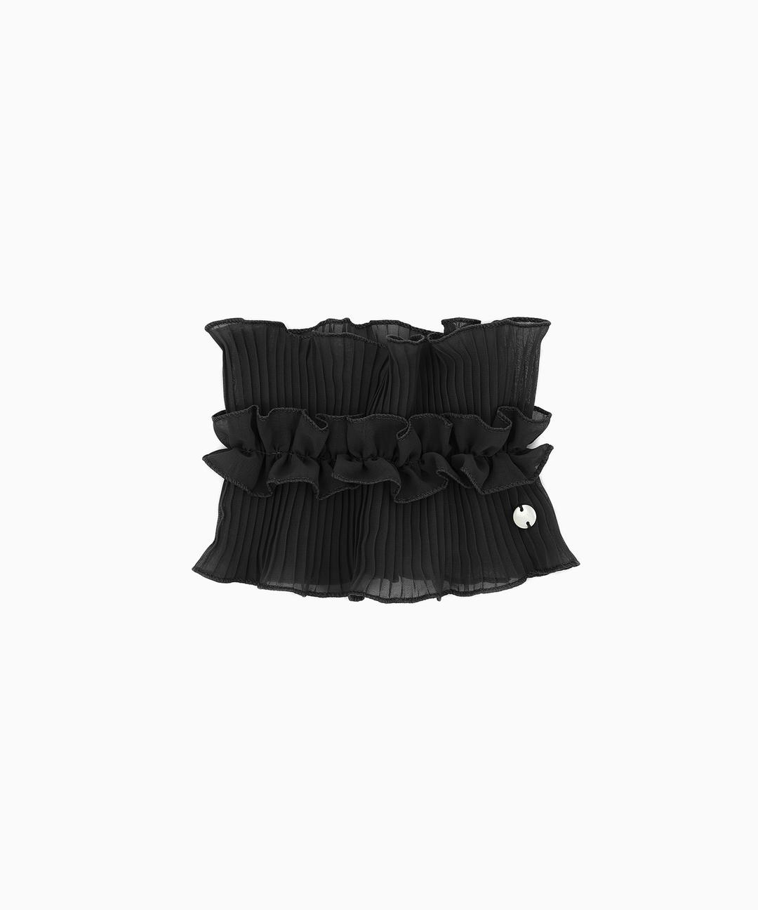 NECK TUBE / DOUBLE PLEATED LACE / BLACK