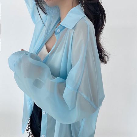 이런 상품 어때요? 시스루 여리 루즈핏 블라우스 여름 롱 셔츠