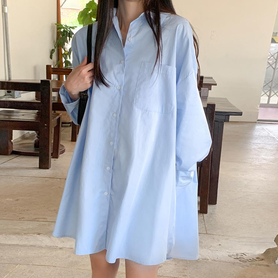 [미니원피스❤️빅사이즈] 굿매치 오버핏 셔츠원피스 봄신상 셔츠원피스 미니원피스 박시핏 오버핏원피스 루즈핏셔츠원피스 무지 레이어드 여자박시원피스 박시셔츠 봄신상 봄원피스