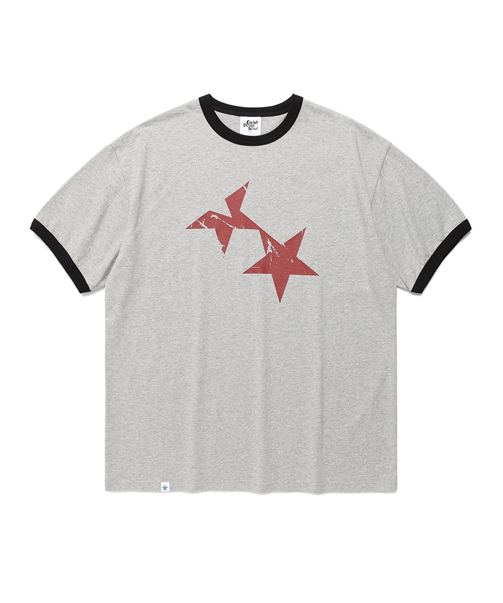 TWIN STAR RINGER SS TEE[GREY]