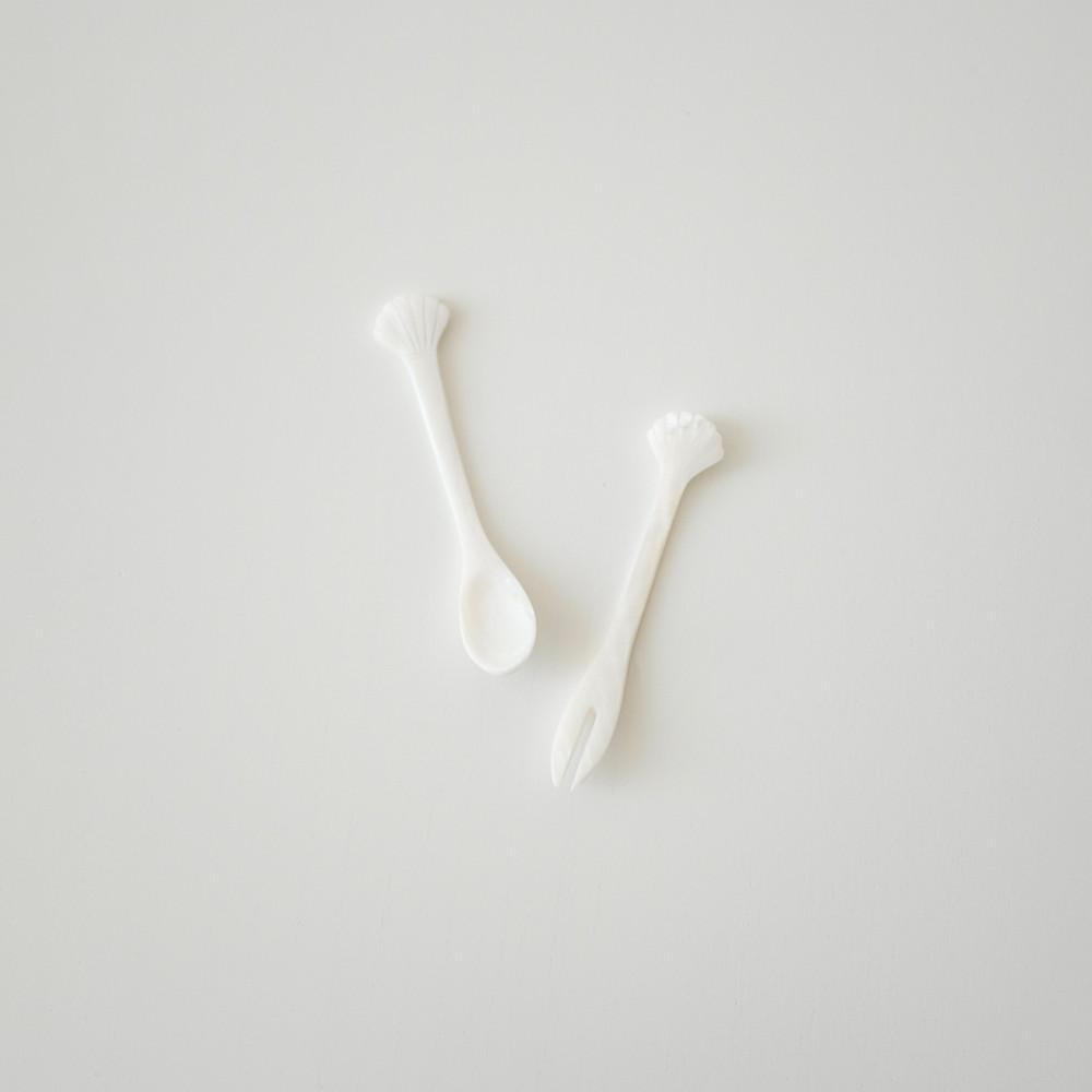 Shell dessert spoon&fork set 자개 디저트 스푼 포크 세트
