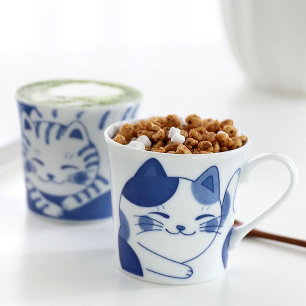 블루네코 바둑이 머그 300ml 일본 커피잔 물잔 홈 카페