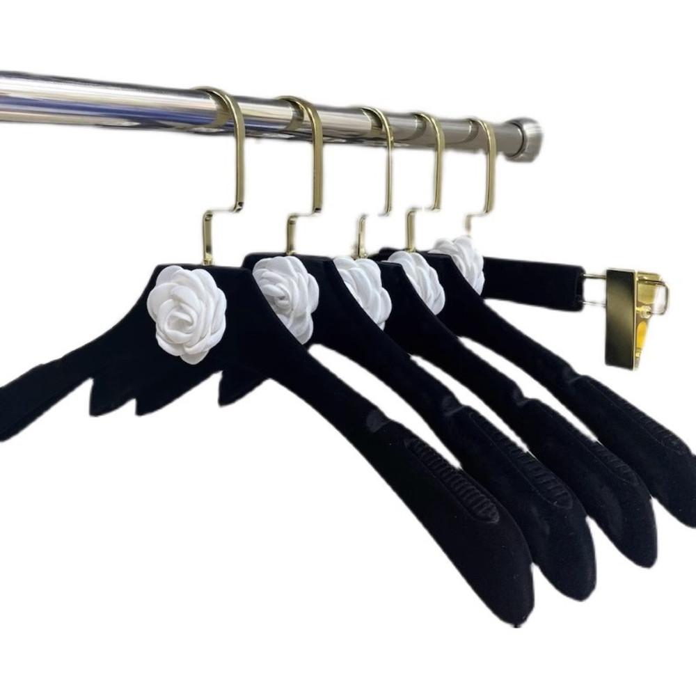 까멜리아 옷걸이 5개세트 고급 블랙 벨벳 옷가게 매장 바지걸이 미끄럼방지