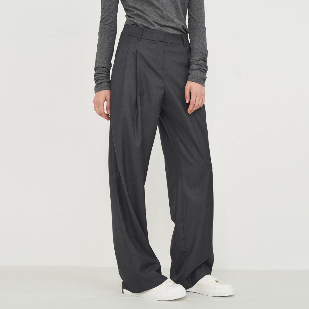 WOOL BLEND LONG WIDE SLACKS_GREY