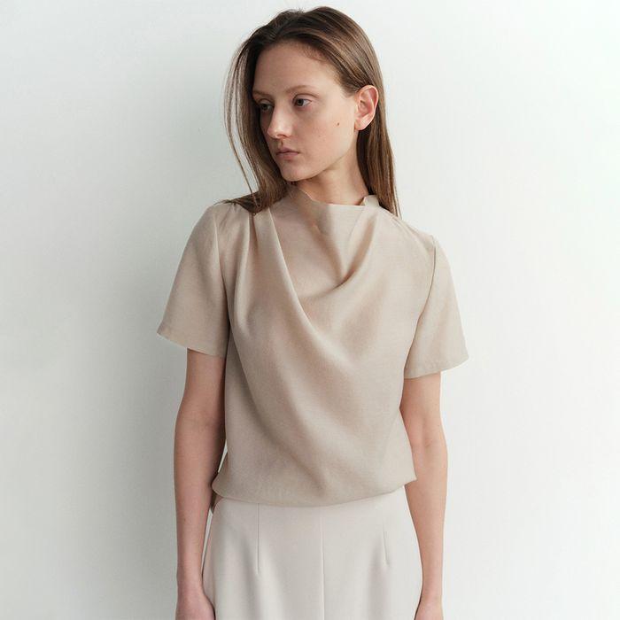 COWL NECK BLOUSE (BEIGE)