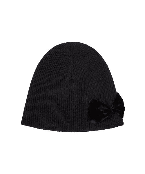 RIBBON LOGO KNIT BEANIE_black