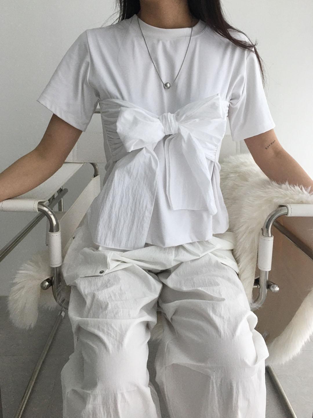 [주문폭주] Two way ribbon top (Ivory, black)