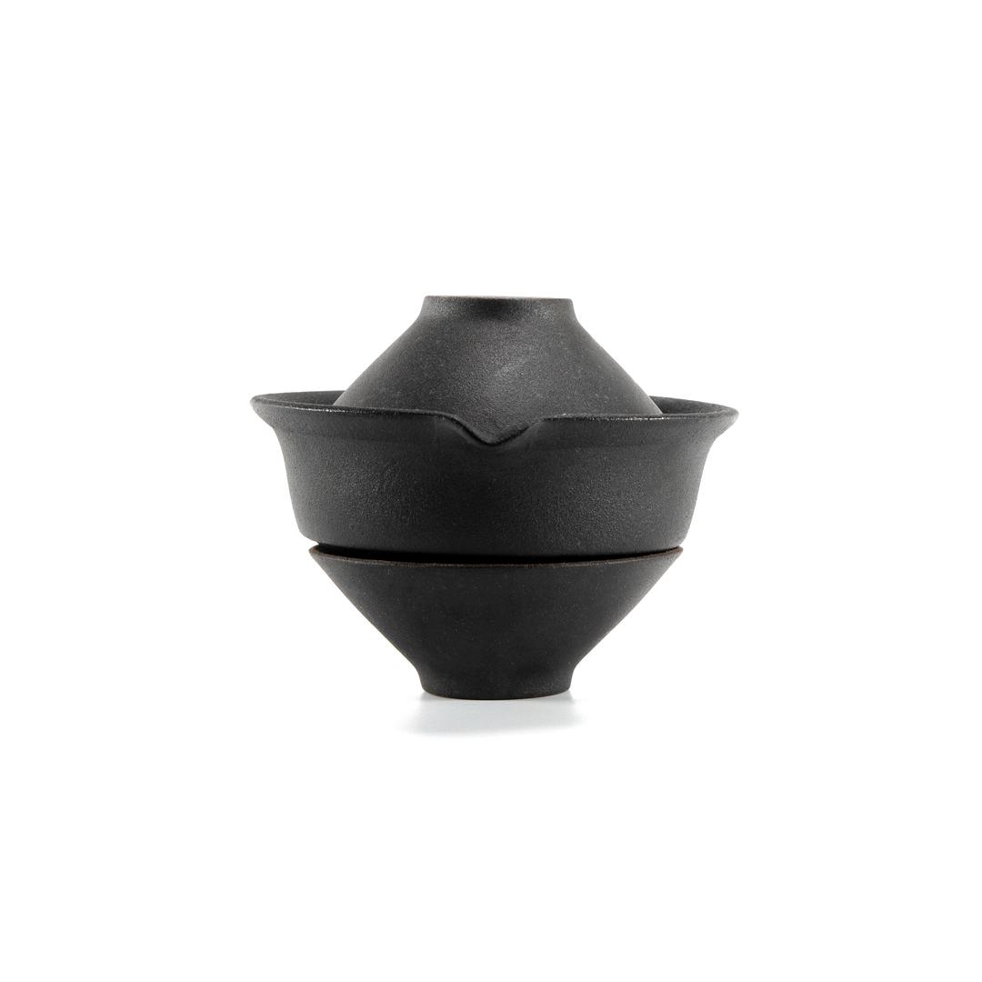 시그니처 쾌객배, 도기 다구 세트 블랙 (2인) - Signature Ceramic Tea set Black