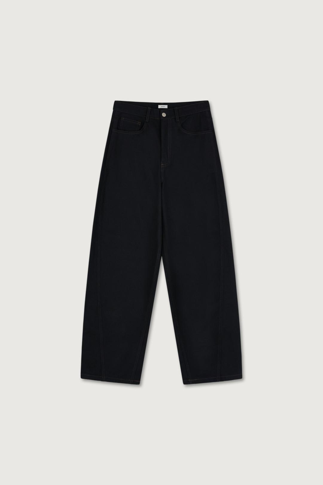 Rono Curved Wide Denim Pants (black)