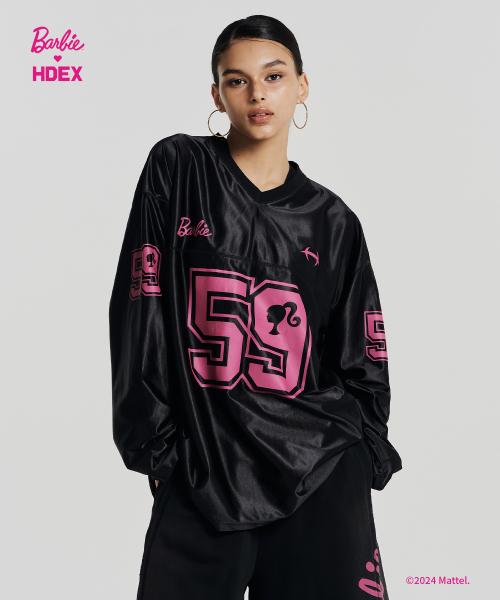 [HDEX x BARBIE™] 브이넥 사틴 롱 슬리브 (Black)