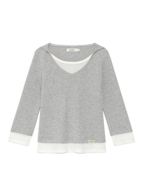 3/4 LAYERED CONTRAST HOODIE (GRAY)