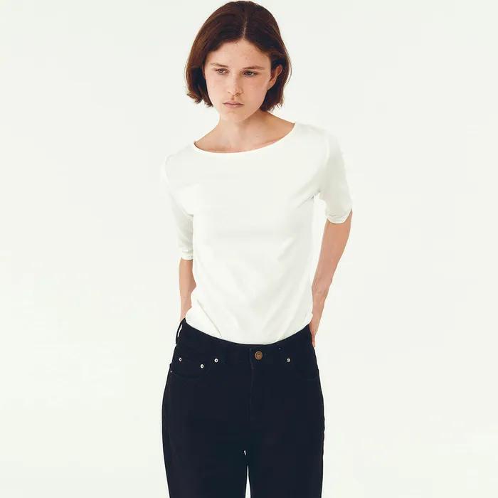 [7th] Finca Boat-neck Tee in White
