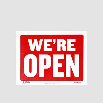 BAZIC We're open sign_9"x12"