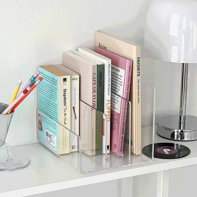 하이어 투명 북엔드 LP정리대 아크릴책꽂이 책 LP수납 4단 소품선반