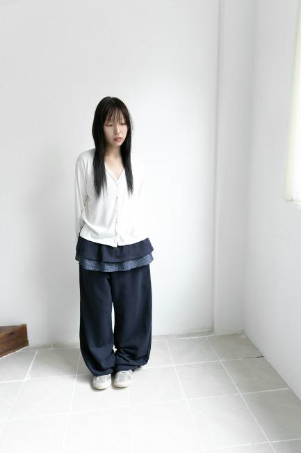check layered skirt sweat pants(2colors)