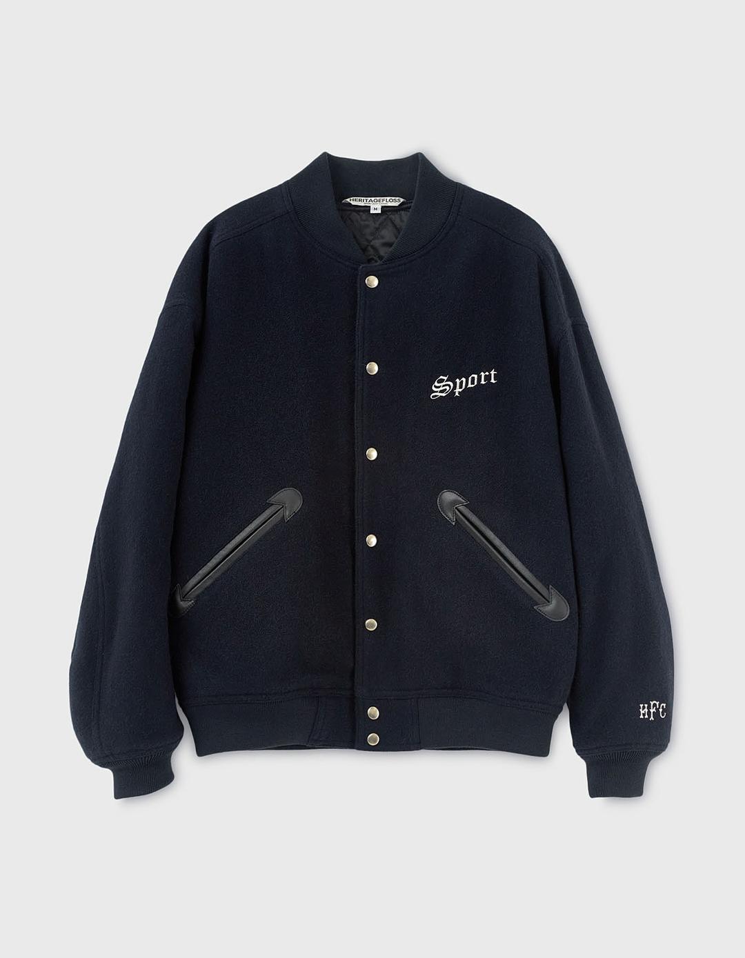 SPORT WOOL VARSITY JACKET / Navy