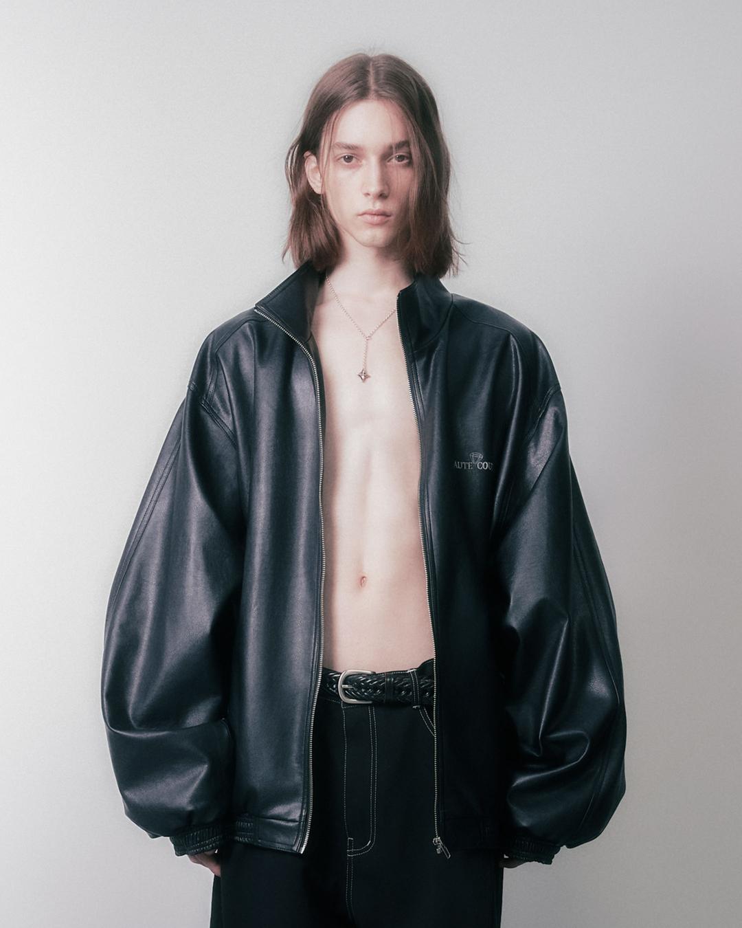 [예약배송 11월 6일] VEGAN LEATHER SPORT JACKET (BLACK)