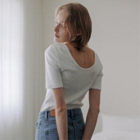 [블랭크03] scoop neck rib t-shirt (3colors)